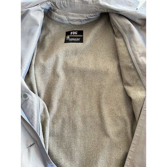 Vintage 80s90s London Fog Iridescent Blue/Gray Long Trenchcoat Raincoat Size 10 - Picture 12 of 16